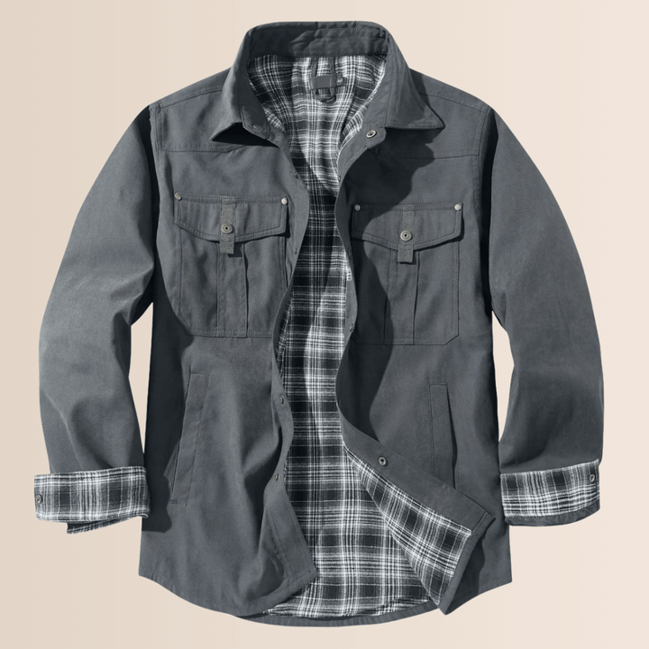 Herren Wintermantel Flanell Karo Optik - IdealeKleiden