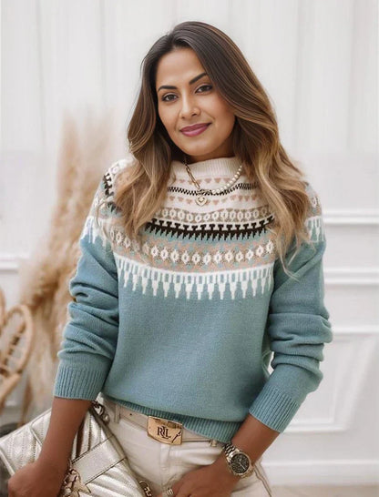 Women's Knitted Jumper Fair Isle Pattern Soft Warm