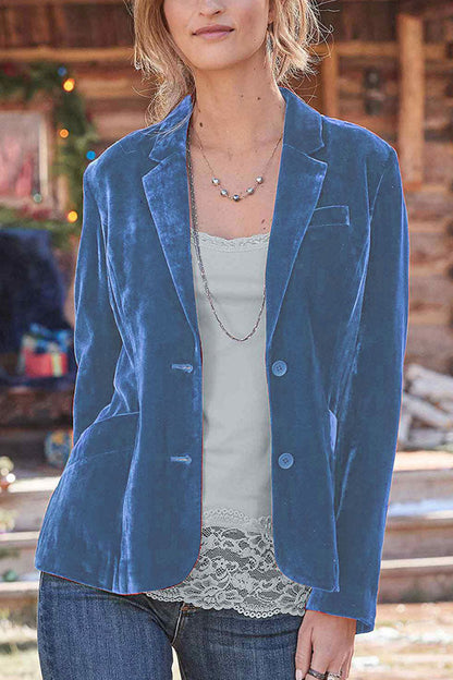 Elegant Women's Velvet Jacket Solid Color Modern