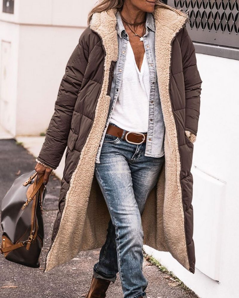 Women's Long Coat Fur-Lined Reversible
