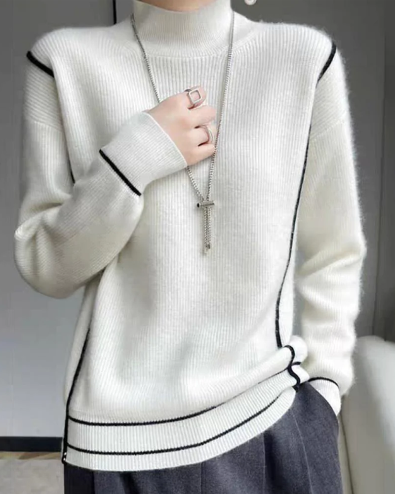 Elegant Turtleneck Sweater Plain Style