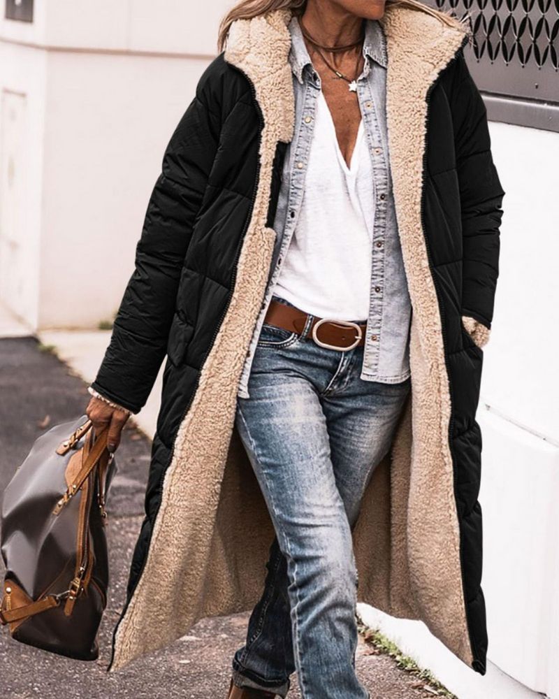 Women's Long Coat Fur-Lined Reversible