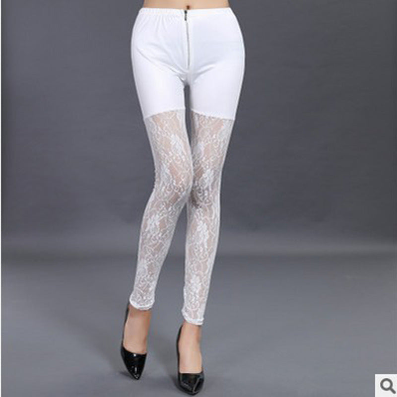 Women's High-Waisted Elegant Lace Detail Leggings