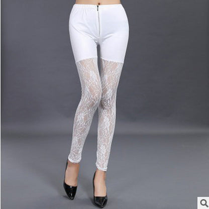 Women's High-Waisted Elegant Lace Detail Leggings