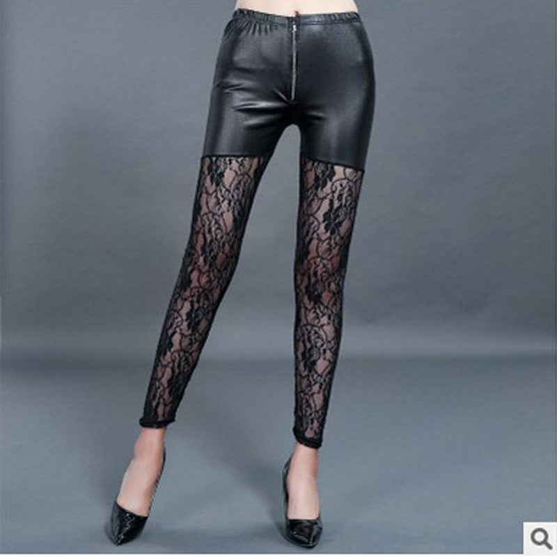Women's High-Waisted Elegant Lace Detail Leggings