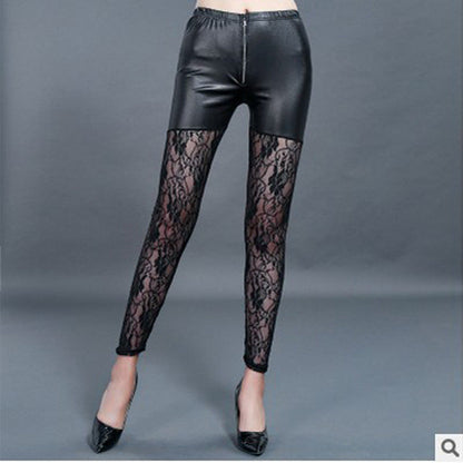 Women's High-Waisted Elegant Lace Detail Leggings
