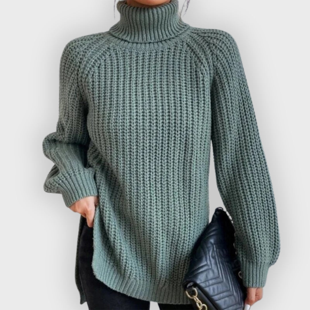 Damen Pullover Langarm Ribbed Oversized Trend - IdealeKleiden