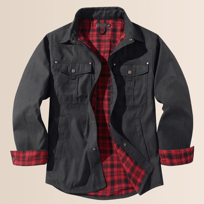 Men's Winter Coat Flannel Plaid Look