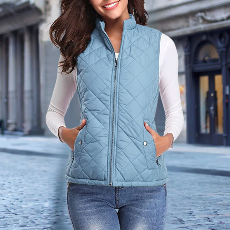 Elegant Women's Quilted Jacket Modern Zipper