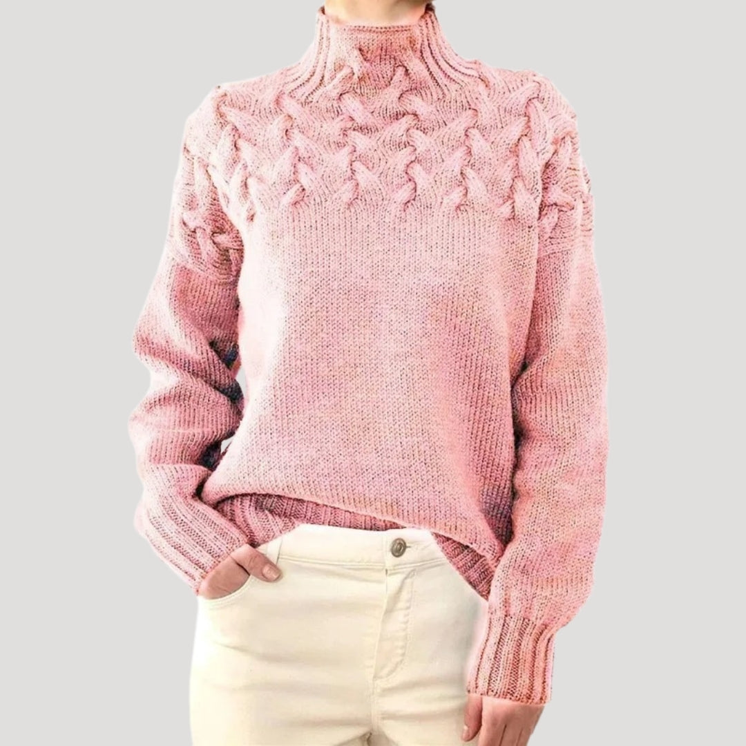 Women's Spring Sweater Cable Knit High Collar