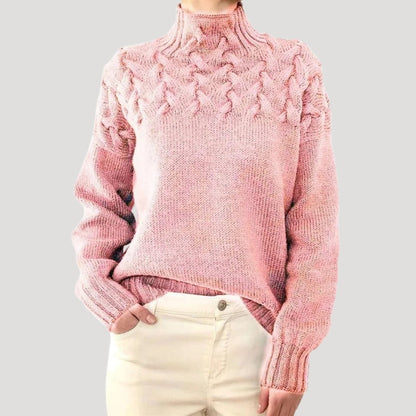 Women's Spring Sweater Cable Knit High Collar