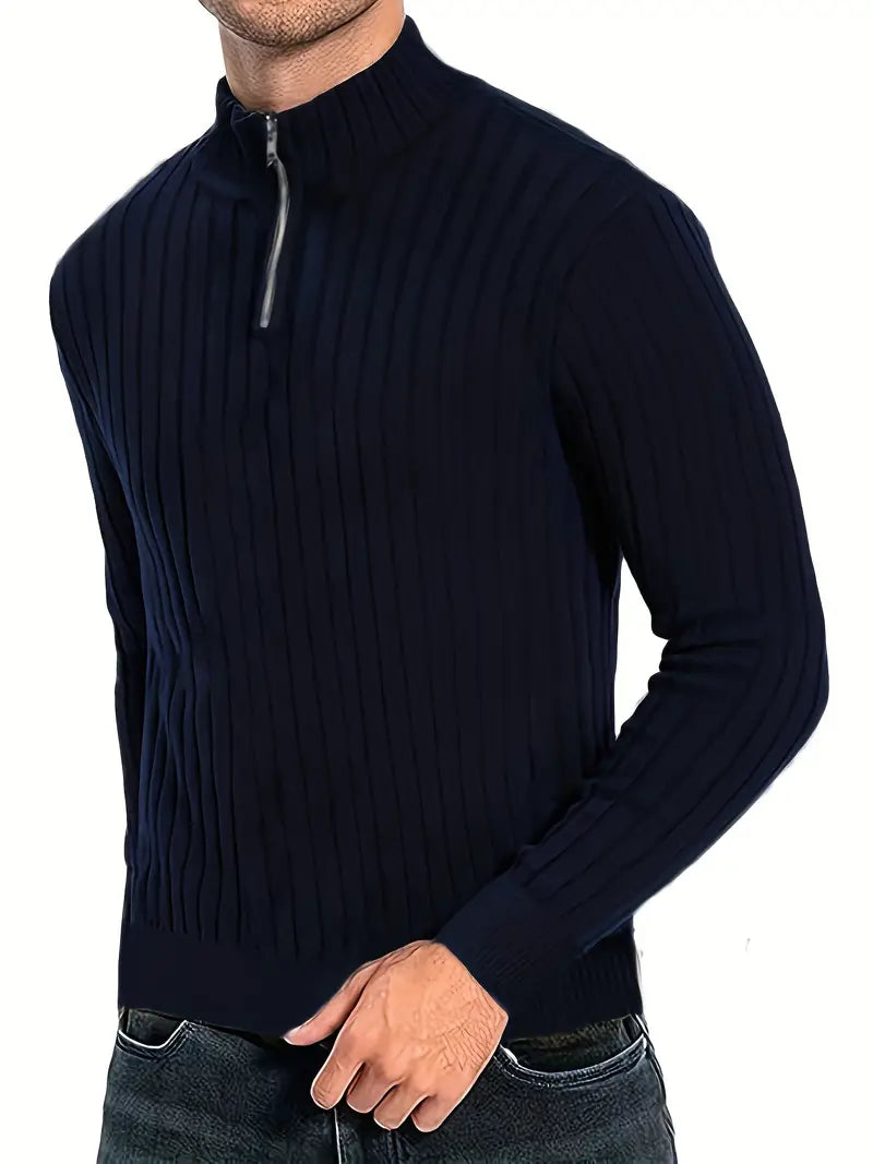 Men's Modern Quarter-Zip Roll Neck Sweater