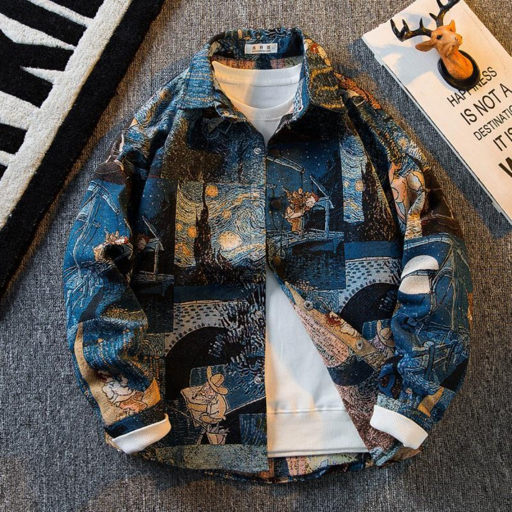 Herren Hemd Langärmlig Bedruckt Modern - IdealeKleiden