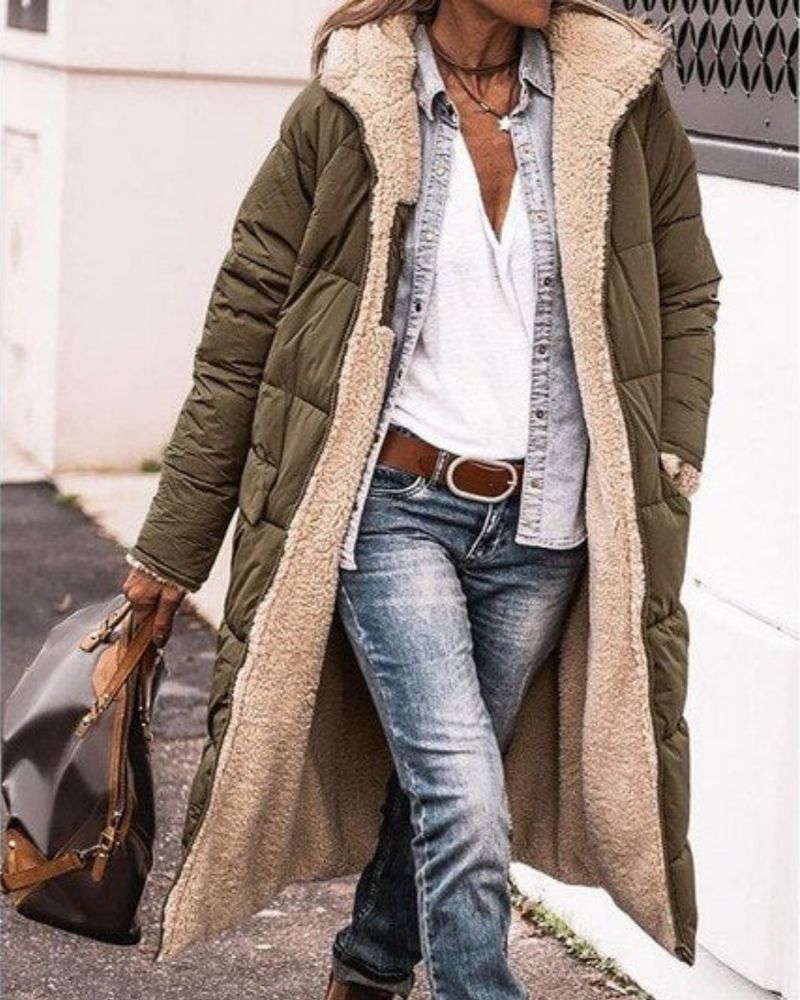Women's Long Coat Fur-Lined Reversible