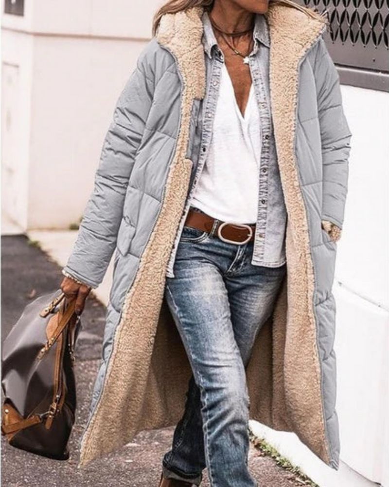 Women's Long Coat Fur-Lined Reversible