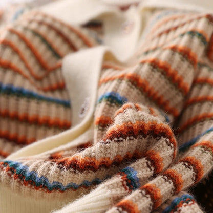 Stilvolle Strickjacke Streifenmuster Kragen - IdealeKleiden