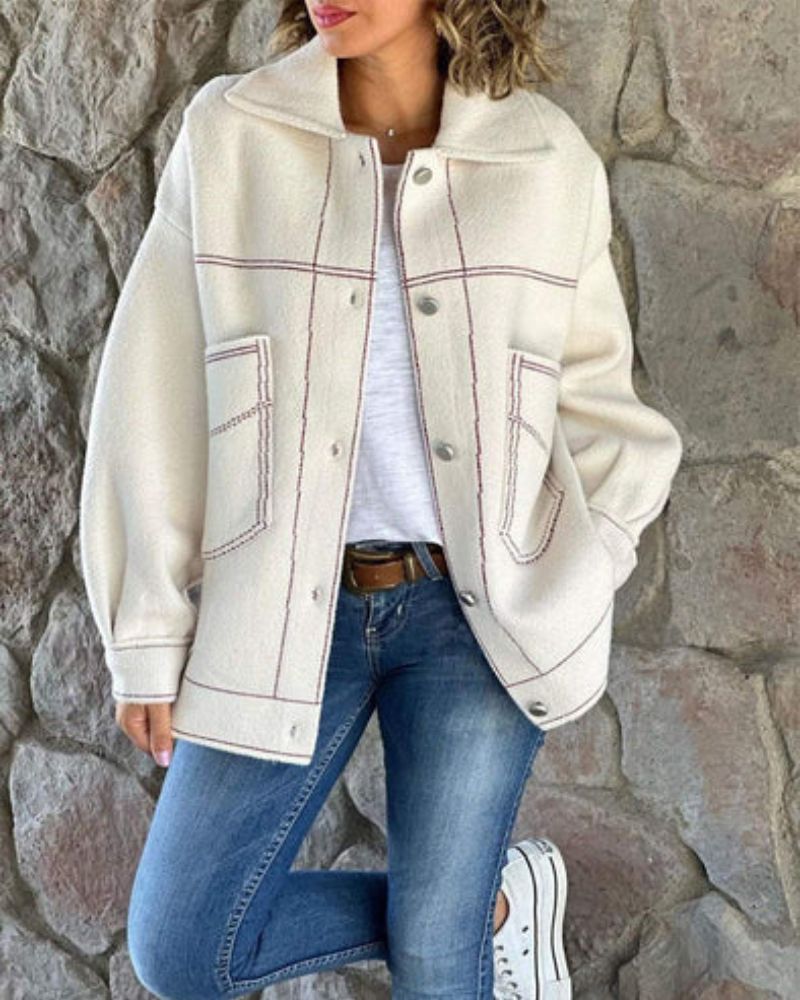 Modische Damenjacke mit Farblichem Kontrast - IdealeKleiden