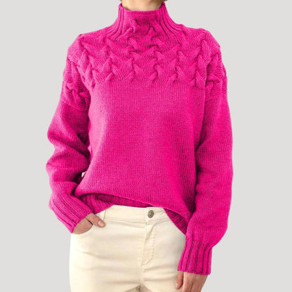 Women's Spring Sweater Cable Knit High Collar