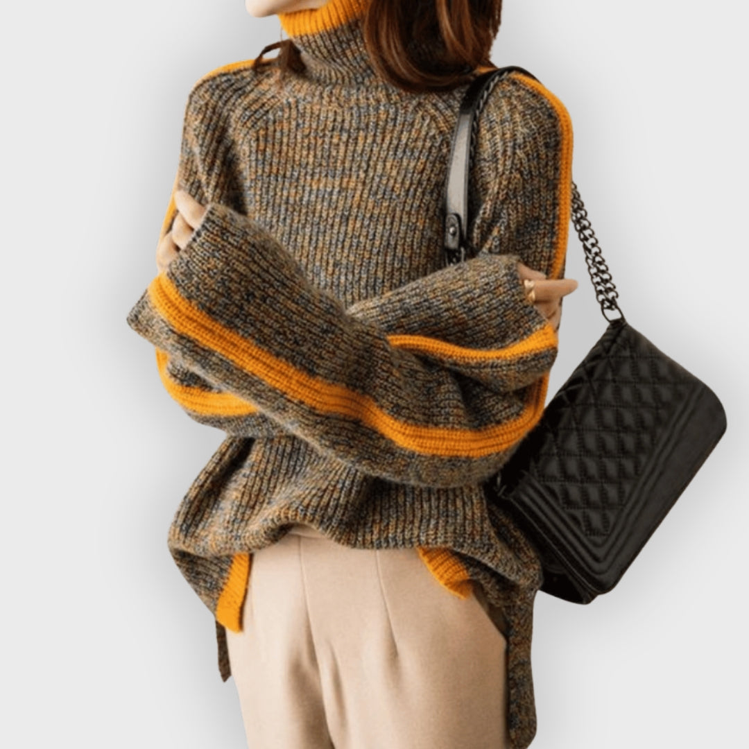 Große Strickpullover Rollkragen Übergröße Style - IdealeKleiden