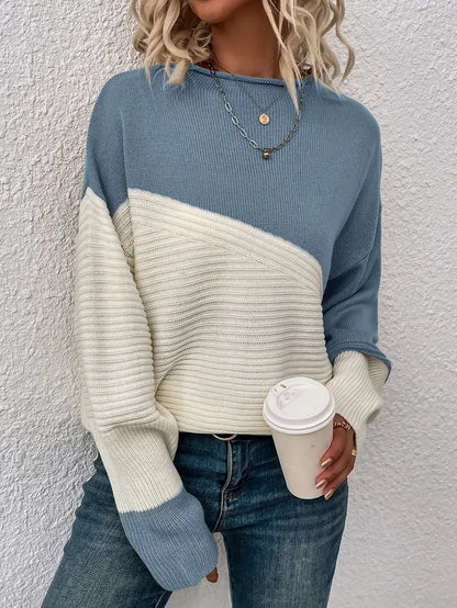 Farbenfroher Rundhals Pullover Damen