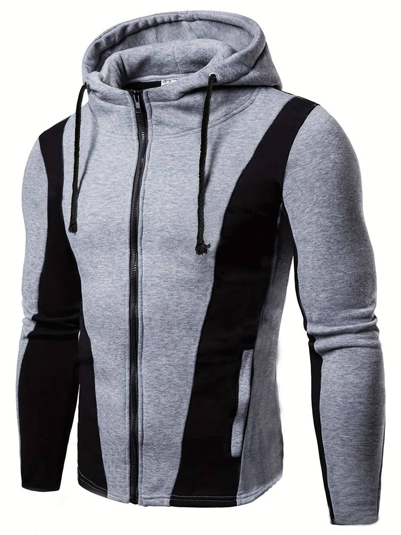 Stylish Men's Hoodie Color Block Design