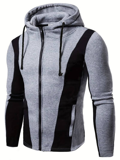Stylish Men's Hoodie Color Block Design