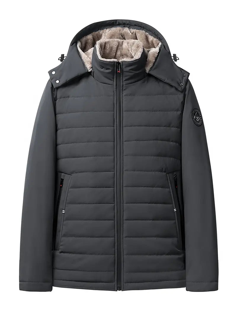 Herren Winterjacke Warm Wattierte Fleecejacke Kapuze - IdealeKleiden