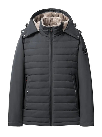Herren Winterjacke Warm Wattierte Fleecejacke Kapuze - IdealeKleiden