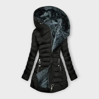 Women's Long Winter Jacket Luxury Fur Trim
