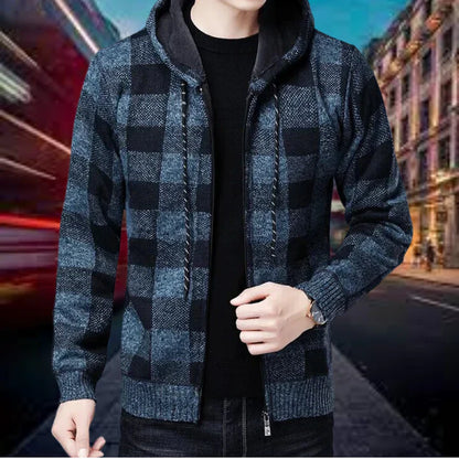 Men's Cardigan High-Quality Plaid Hoodie