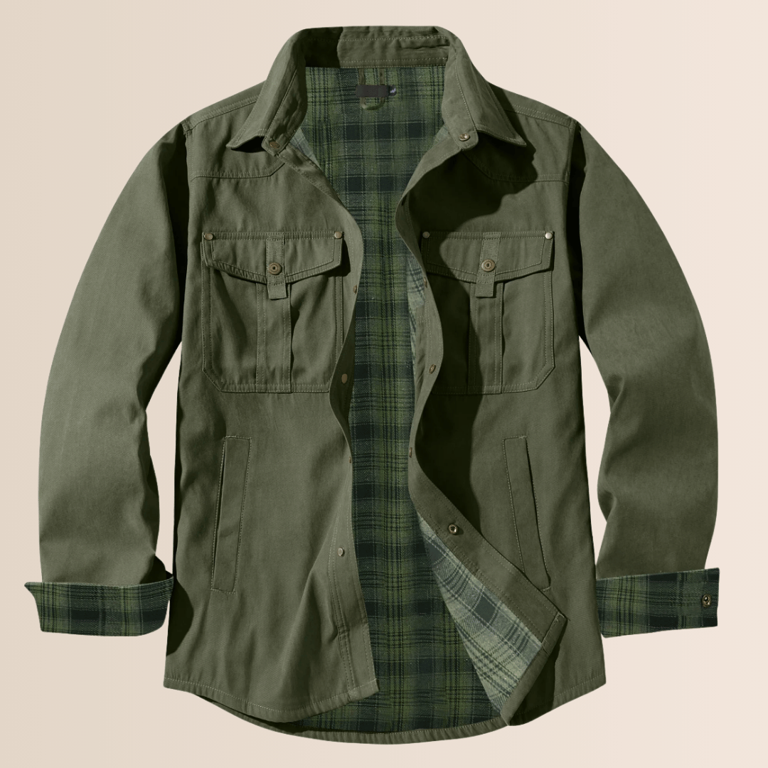 Men's Winter Coat Flannel Plaid Look