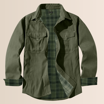 Men's Winter Coat Flannel Plaid Look