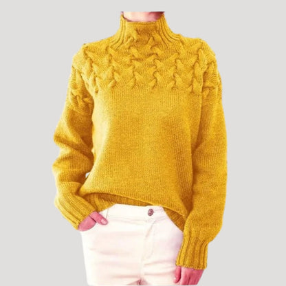Women's Spring Sweater Cable Knit High Collar
