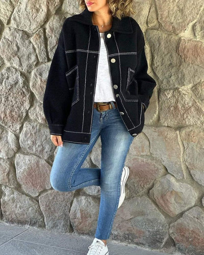 Stylish Women's Jacket With Contrast Lapels