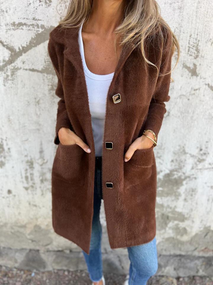 Long Women's Jacket Modern Buttons