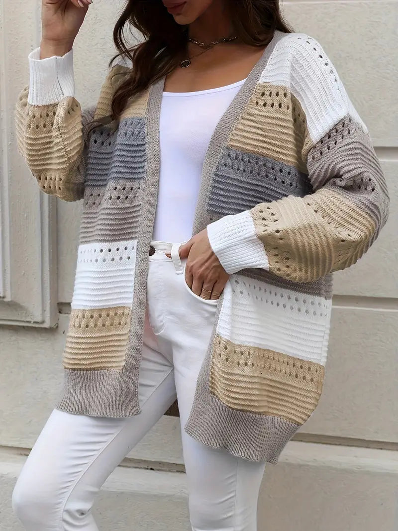 Cardigan Colorful Color Block Pattern