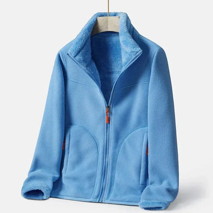 Double-breasted Women's Fleece Jacket Warm Elegant