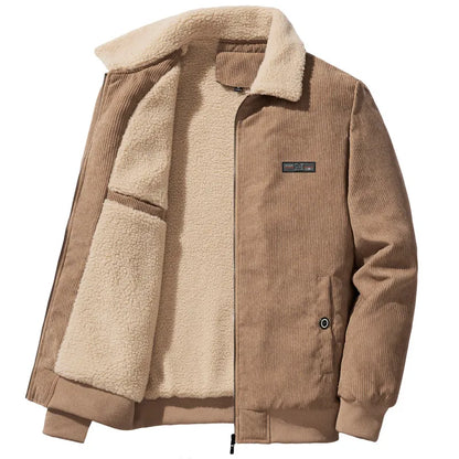 Men's Winter Coat Ribbed Fleece Insulation Stand-Up Collar