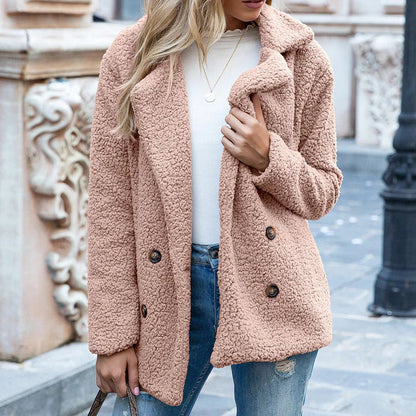 Oversized Teddy Coat Soft Plush Button Closure