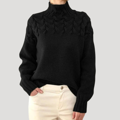 Women's Spring Sweater Cable Knit High Collar