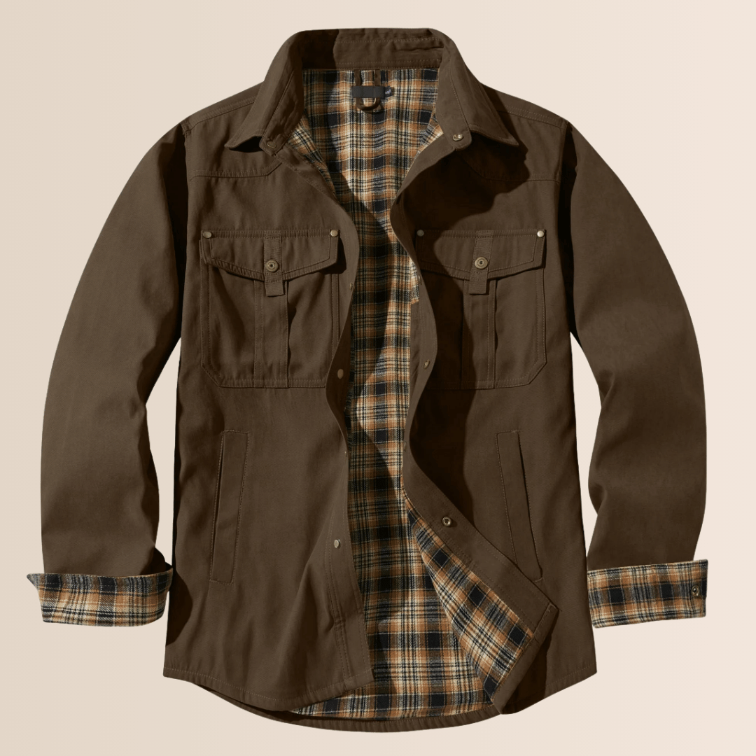 Men's Winter Coat Flannel Plaid Look
