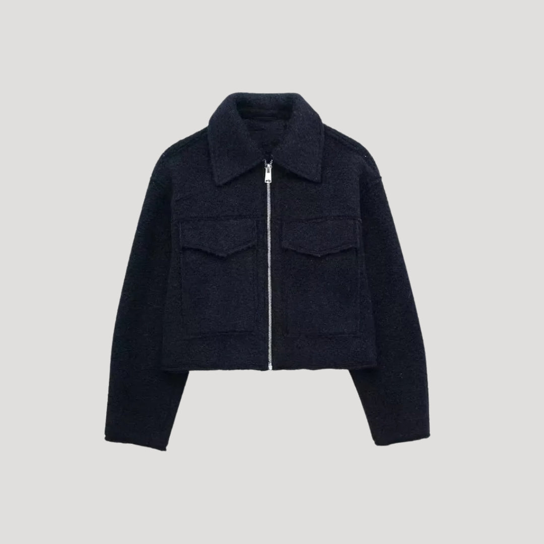 Women's Short Winter Jacket Front Zipper