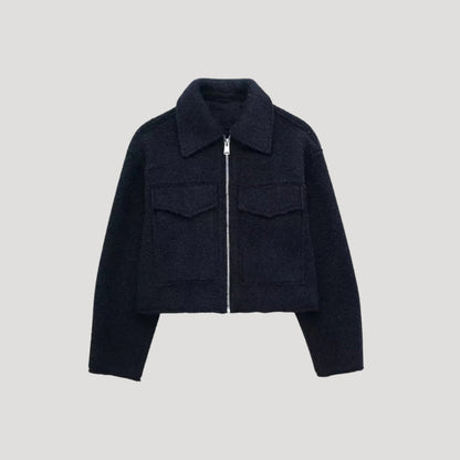 Women's Short Winter Jacket Front Zipper
