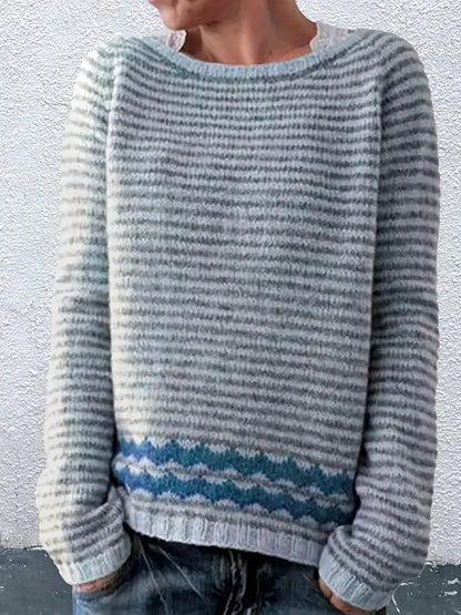 Kamel Pullover Streifen Optik - IdealeKleiden