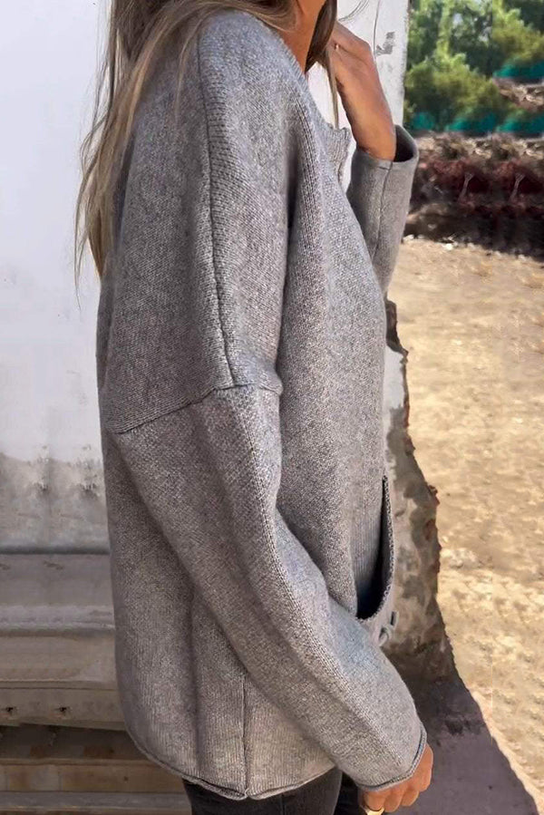 Klassische Strickjacke Rundhalsausschnitt Langarm Freizeit - IdealeKleiden