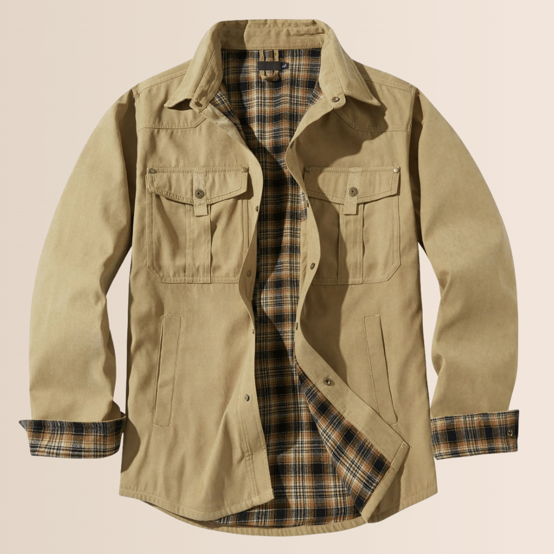 Men's Winter Coat Flannel Plaid Look