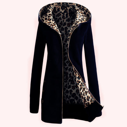Women's Leopard Lined Sweater Jacket Trendy Style
