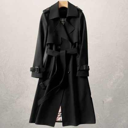 Ruby Red Double-Breasted Coat Elegant Women