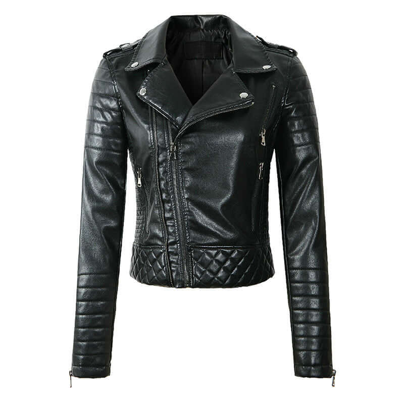 Women's Leather Biker Jacket Quilted