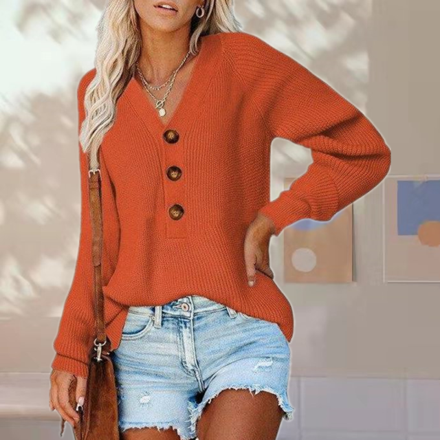 Women's Knitted Pullover Autumn Comfortable V-Neck